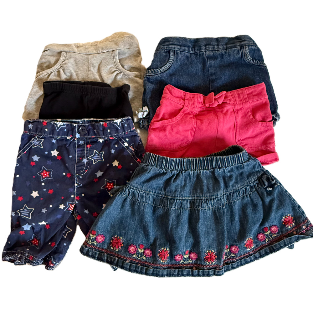 Toddler Girl Size 2T LOT Shorts Denim Cotton Flowers Summer Casual Cozy Comfort
